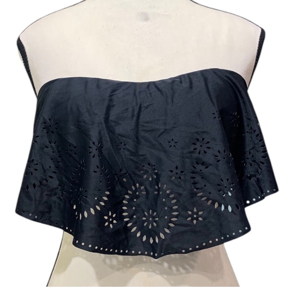 Xhilaration Black Ruffle Bandeau Bikini Top - Picture 6 of 16